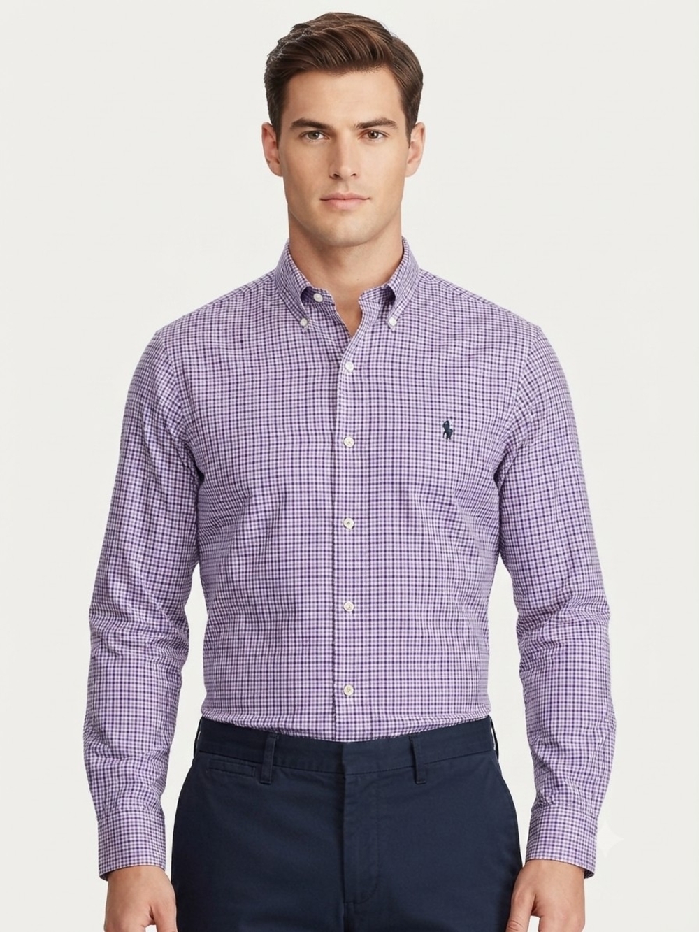 Ralph Lauren - Purple Gingham Button-Down Dress Shirt